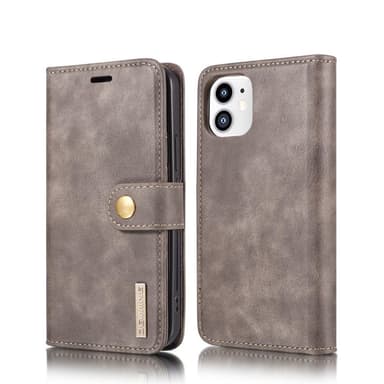 DG.MING iPhone 12 Mini Split Läder Plånboksfodral - Grå