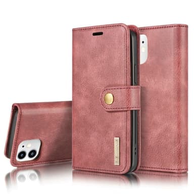 DG.MING iPhone 12 Mini Split Läder Plånboksfodral - Röd
