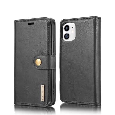 DG.MING iPhone 12 Mini Split Läder Plånboksfodral - Svart