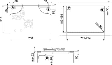 Smeg Serie Classic Induktion/Gashäll PM3743D (75cm)