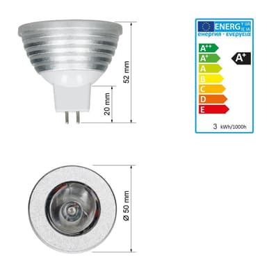 ECD Germany 5-Pack MR16 RGB LED Spot 3W dimbar 16 färger 247 lumen strålvinkel