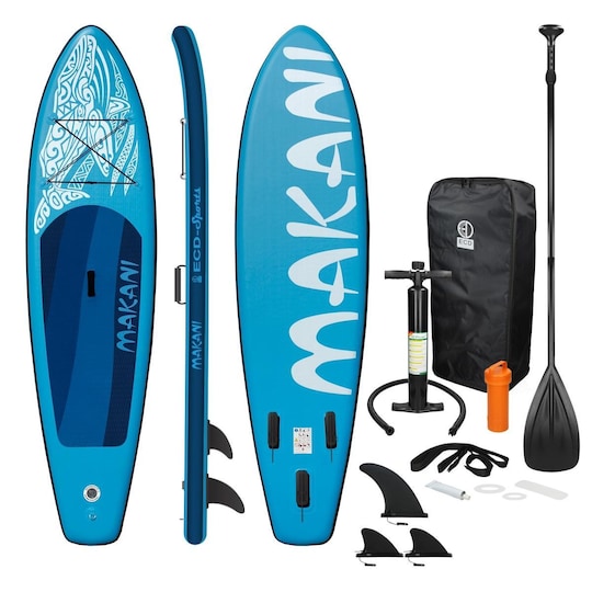 Surfingbräda Stand Up Paddle SUP styrelse Makani paddel ombord uppblåsbar Blue