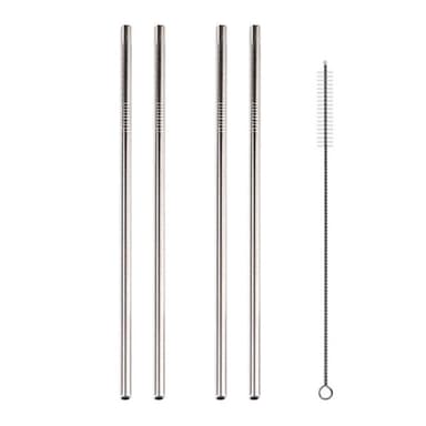 Raka rostfria sugrör á 215x8mm - Silver 5-pack