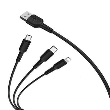 Smart 3-1 USB kabel Typ-C/Micro svart