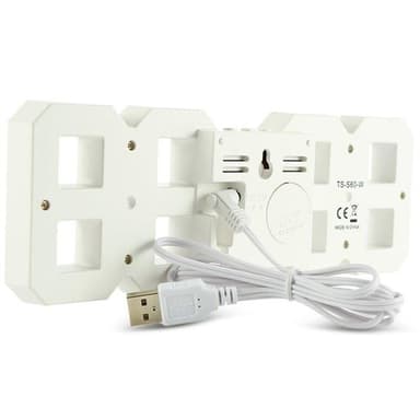 Stor digital väggklocka / väckarklocka i 3D med ljusgrönt LED-ljus