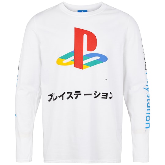 Långarmad tröja PlayStation Japanese logotyp vit (L)