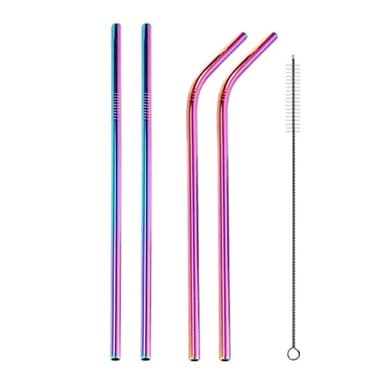 Rostfria sugrör i stål 215x8mm - 4-pack