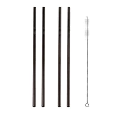 Raka sugrör av stål á 215x8mm - Svart 5-pack
