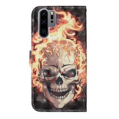 Flipfodral Burning Scull med ställ Huawei P30 Pro