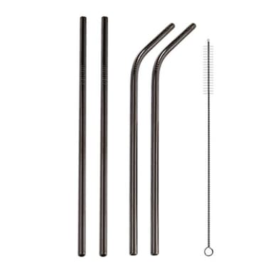 Ekologiska återanvändbara sugrör á 266x6mm i 4-pack - Svart