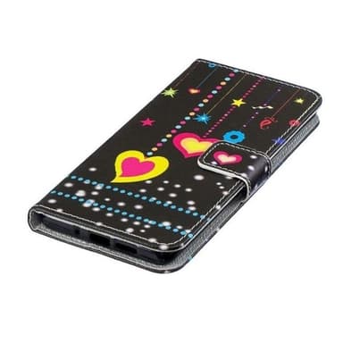 Läderfodral/flipfodral/ korthållare Huawei P30 PRO, färgglada hjärtan