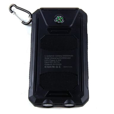 Powerbank 8000mAh med Solcellsladdning - Svart