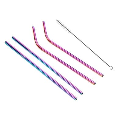 Rostfria sugrör i stål 215x8mm - 4-pack