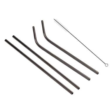 Ekologiska återanvändbara sugrör á 266x6mm i 4-pack - Svart