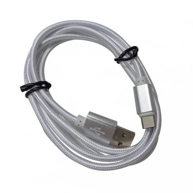 Flätad datakabel Typ-C kontakt 1,5 m - Silver