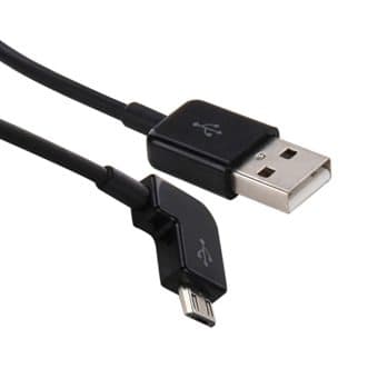 Usb till MicroUsb-kabel - Vinklad Kort modell - Svart