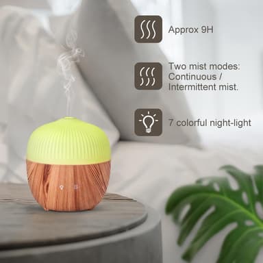 INF Ultraljud luftfuktare för aromaterapi med färgade LED 160 ml Träfä