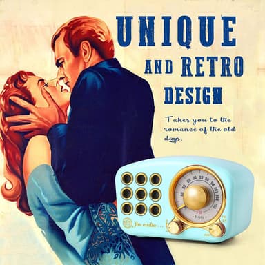 Bluetooth-högtalare / FM radio i retrodesign, med Aux-kabel, Blå