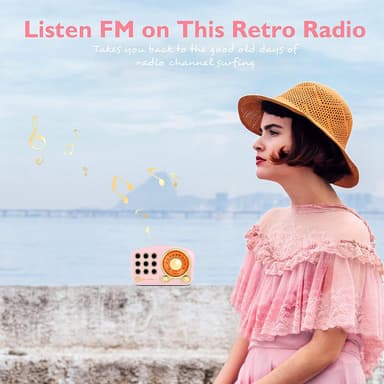 Bluetooth-högtalare / FM radio i retrodesign, med Aux-kabel, Rosa