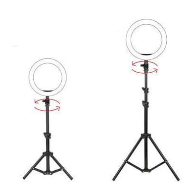 Mobilstativ med LED-ring (26 cm) med 3 ljusfärger, dimbar