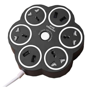 Universal grenuttag 4 USB-portar Svart