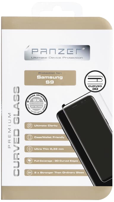 Panzer Samsung Galaxy S9 skärmskydd (svart)