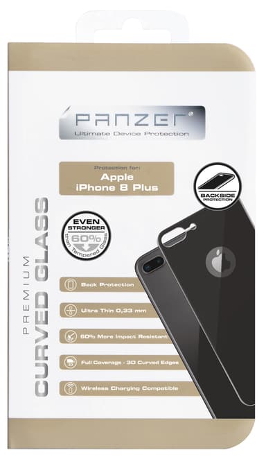 Panzer välvt silikatkydd iPhone 8 Plus (grå)