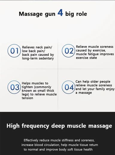 Massagepistol med 8 utbytbara massagehuvuden Svart
