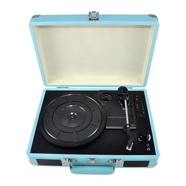 Portabel vinylspelare med väska Blå