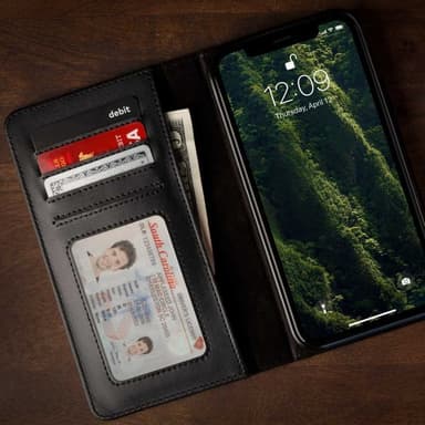 Twelve South iPhone Xr Fodral BookBook Äkta Läder Löstagbart Skal Svart