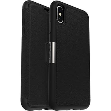 iPhone Xs Max Fodral Strada Series Äkta Läder Shadow Svart