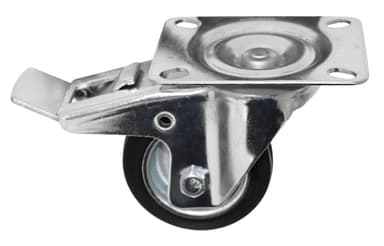 Transporthjul med plate og brems svart - 80 mm