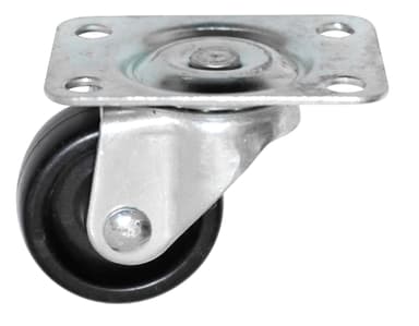 Møbelhjul med plate svart - 30 mm