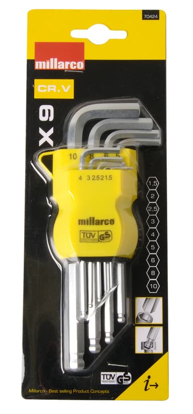 Sekskantnøklesett 1,5-10 mm - 9 deler