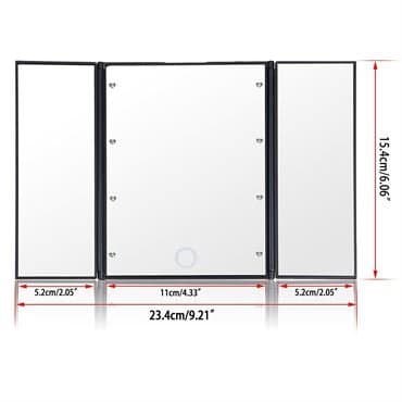 UNIQ® LED Trifold Vanity Sminkspegel - Svart