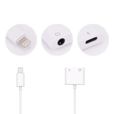 Lightning till 3.5 mm adapter för ljud + laddning iPhone vit