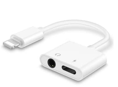 Lightning till 3.5 mm adapter för ljud + laddning iPhone vit