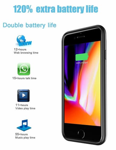 iPhone 6/6s/7/8 batteriskal 3000 mAh Svart