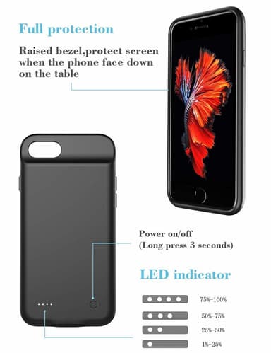 iPhone 6/6s/7/8 batteriskal 3000 mAh Svart