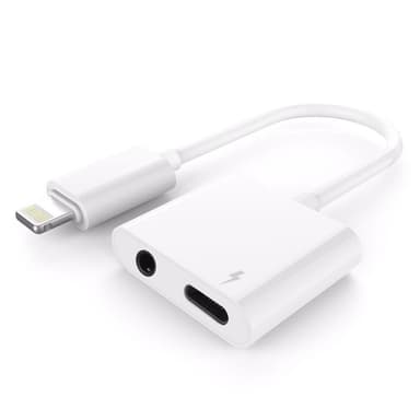 Lightning till 3.5 mm adapter för ljud + laddning iPhone vit