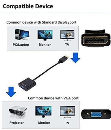 DP till VGA adapter - fullHD 1080p