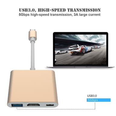 USB-C Multiport Adapter till USB 3.0, USB-C 3.1, 4K HDMI-kompatibel Gu