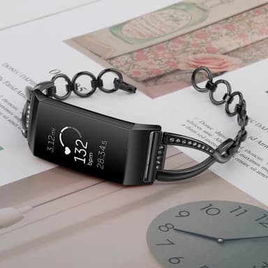 Fitbit Charge 3/4 armband rostfritt stål Svart (L)