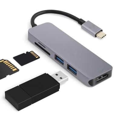 USB-C dockningsstation med 4K HDMI, 2 USB och Micro SD/TF kortläsare