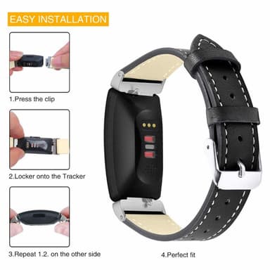 Fitbit Inspire / Inspire HR armband läder Svart