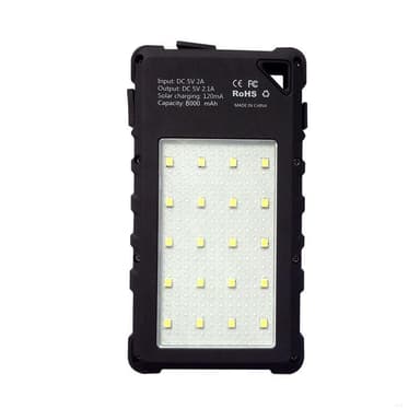 DOCA D-S8000 Powerbank solcellsladdare 8000 mAh - svart