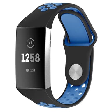 Fitbit Charge 3 armband i silikon svart/blått - L