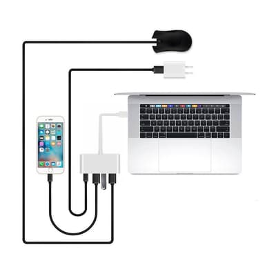USB-C hub med genomgående laddning