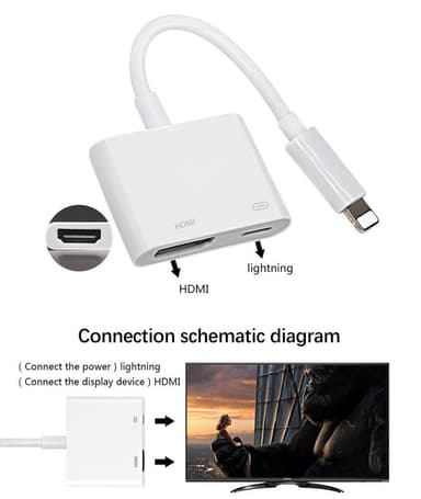 Lightning till HDMI adapter med genomgående laddning - full HD
