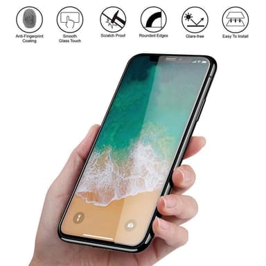 Skärmskydd iPhone X / XS Härdat glas Svart